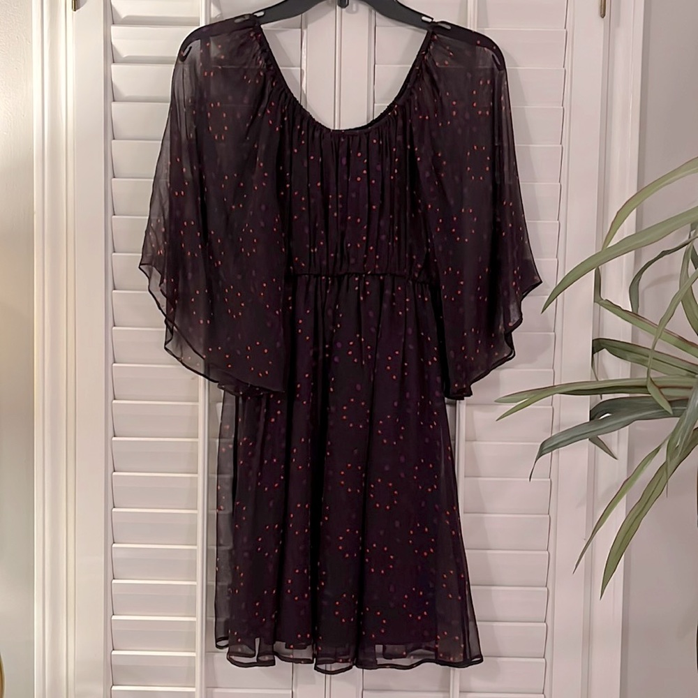 Alice and Olivia plum silk chiffon mini dress